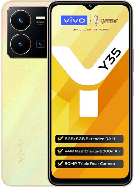 Vivo Y35 Dual Sim 128GB  Dawn Gold (8GB RAM) - Global Version
