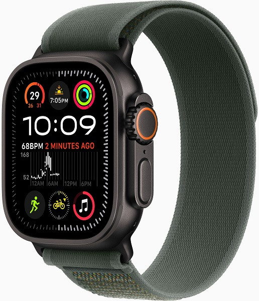 Apple Watch Ultra 2 GPS + Cellular 49mm Black Titanium Case with S/M Green Trail Loop