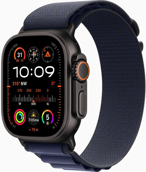 Apple Watch Ultra 2 GPS + Cellular 49mm Black Titanium Case with Large Navy Alpine Loop