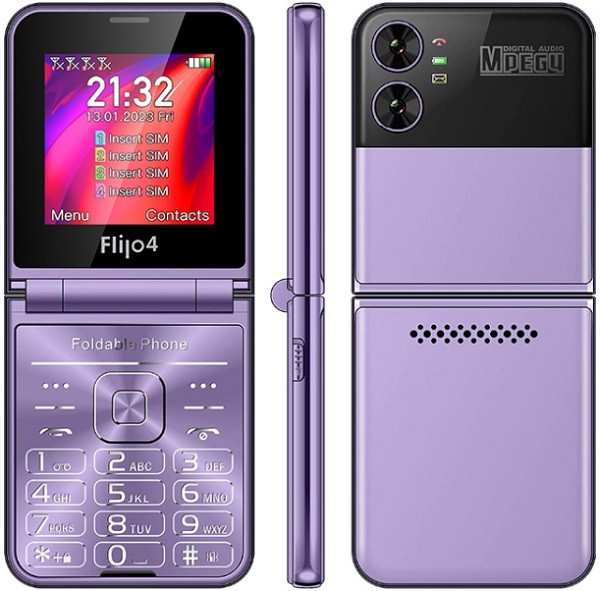 UNIWA F265 Flip Phone Quad Sim Purple