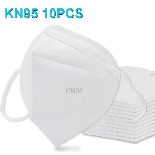(10 pcs/Set) CE Certified KN95 n95 Foldable Earloop Breathable Respirator Dustproof Antiviral Anti-fog Protective Face Mask(White)