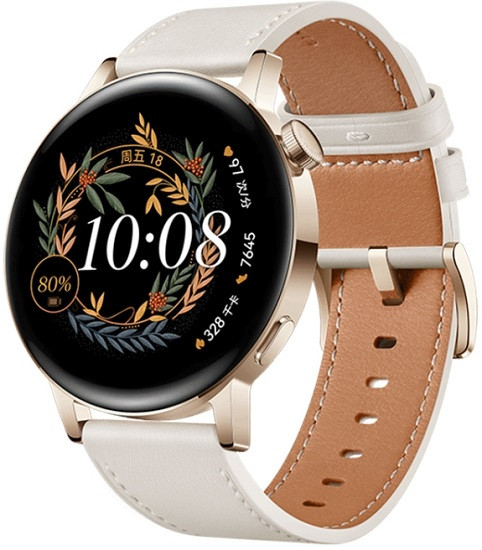 Huawei Watch GT 3 Smart Watch 42mm Leather Wristband White