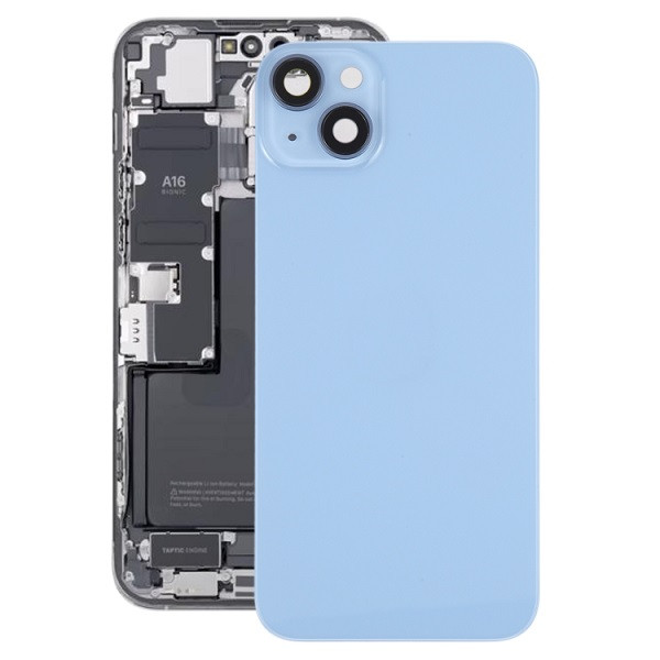 Glass Battery Back Cover with Holder for iPhone 14 (Blue)