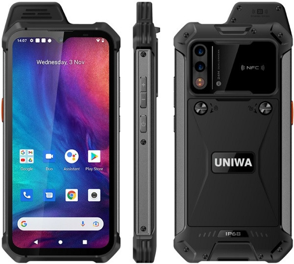 UNIWA W888 Rugged Phone Dual Sim 64GB Black (4GB RAM) - HD+ display