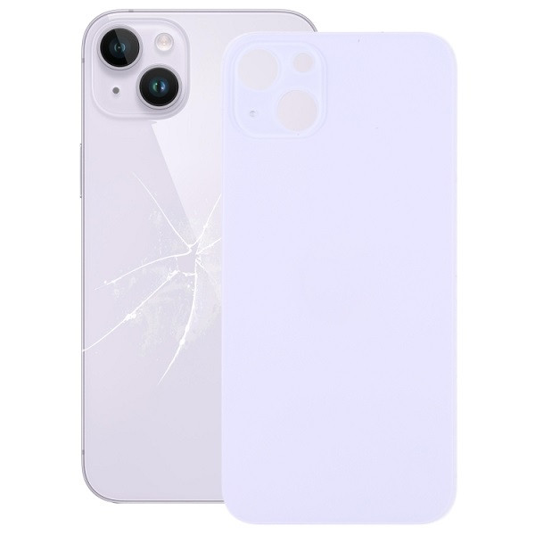 Easy Replacement Big Camera Hole Glass Back Battery Cover for iPhone 14 (Purple)