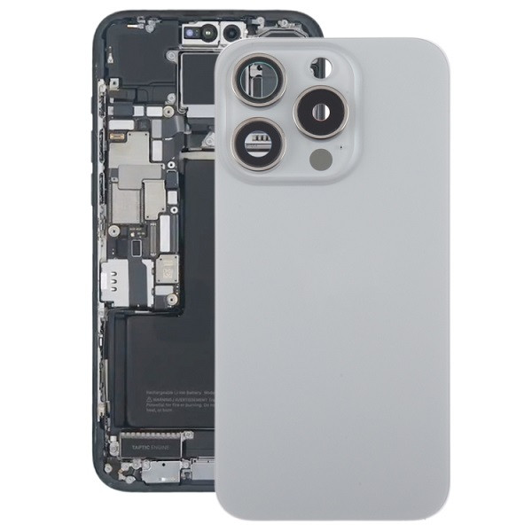 Glass Battery Back Cover with Camera Lens Cover for iPhone 15 Pro Max (Grey)