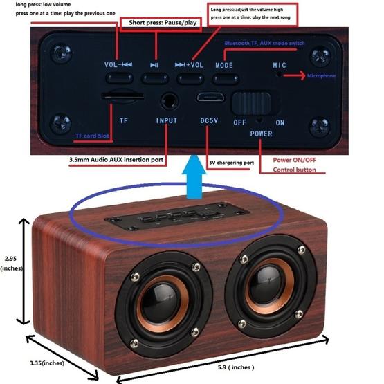 W5 Portable HiFi Shock Bass Wooden Bluetooth Speaker(Yellow)