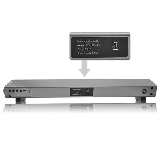 Soundbar LP-08 (CE0150) USB MP3 Player 2.1CH Bluetooth Wireless Sound Bar Speaker (Silver)